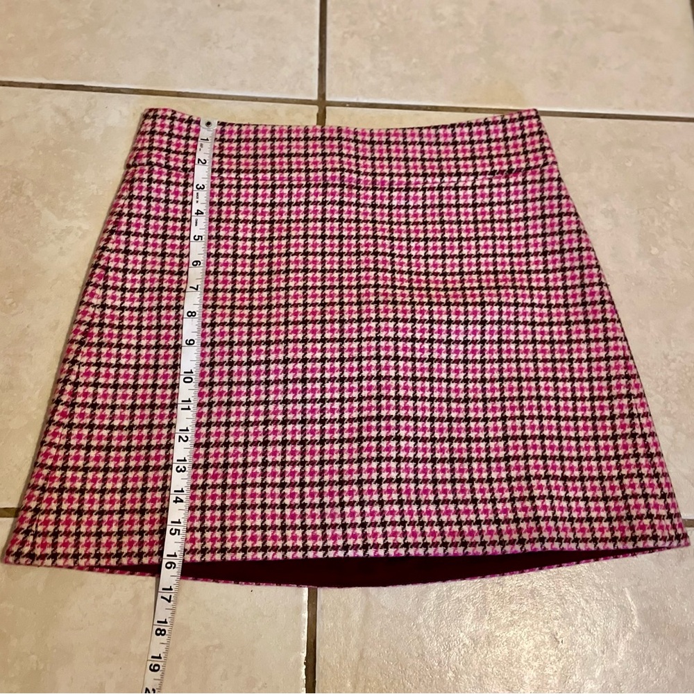 ❌SOLD❌J. Crew Pink Houndstooth Women's Mini Skirt - Picture 4 of 6